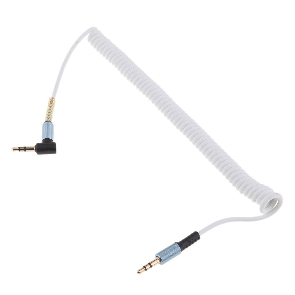 3.5mm M to M Aux Cable Cord L-Shaped Right Angle Audio Headphone White