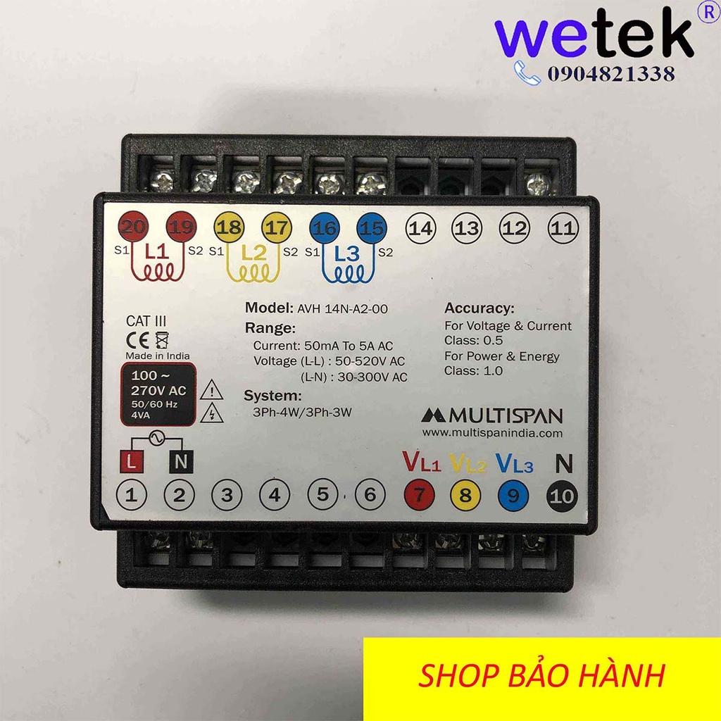 Multispan AVH-14N Đồng hồ đa chức năng 3 pha , màn LED siêu sáng, chính xác 0.5, RS485, 100Vac~270Vac