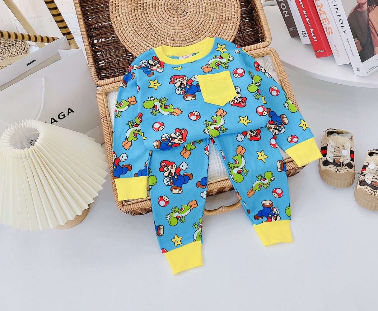 Đồ bộ dài tay bé trai, bộ đồ ngủ cho bé trai size 8-22KG chất thun cotton mềm mịn mát