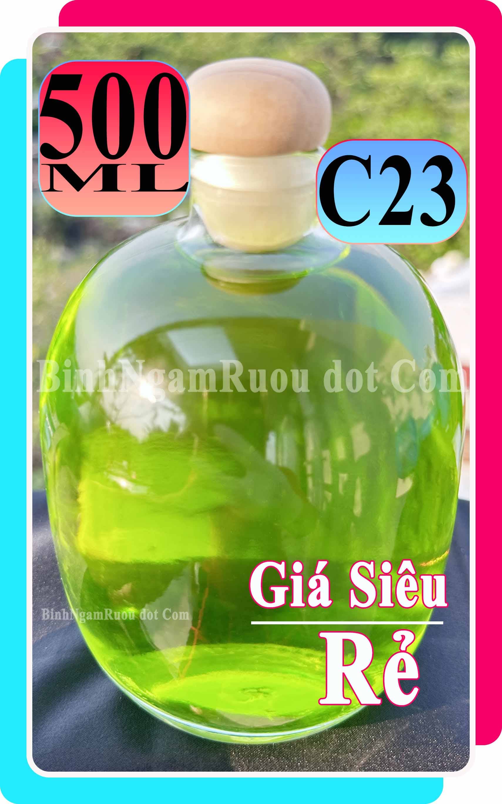 [Mua 7 Tặng 1 ] C23 Chai Đựng Rượu Thủy Tinh Trong Và C23M Phun Mờ 500ml - Đẹp Cao Cấp - Nắp Kín Thủy Tinh Trong - Tặng Biếu Sang Trọng