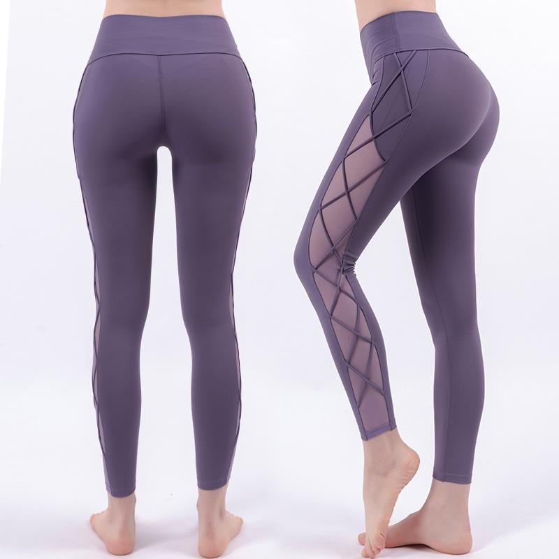 Lưới Rỗng Ra Tập Yoga Quần Nhanh Khô Cao Cấp Thể Thao Thun Nữ Push Up Hông Quần Legging Tập Gym Thun Tập Thể Dục Chạy quần Dài