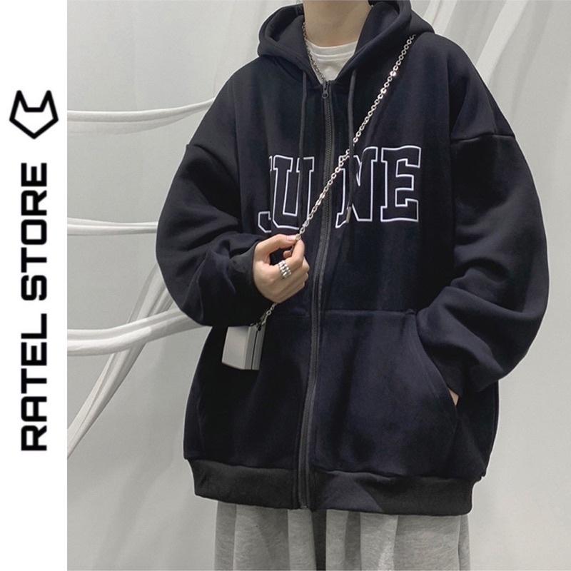 Áo Khoác Jacket Hoodie Zip Nỉ Thu Đông Nam Nữ JUNE Unisex Form Rộng