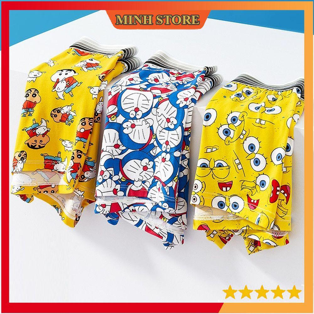 Quần lót nam boxer Cotton, Quần sịp nam in hình doremon hoạt hình 4 chiều SIH02- MS66