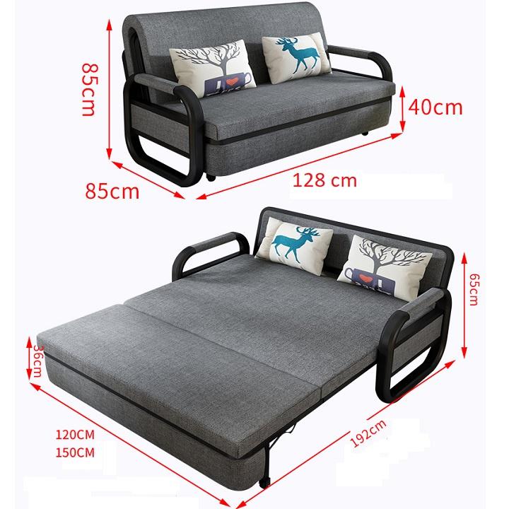 Sofa giường thông minh, giường gấp gọn thành ghế sofa tiện dụng kích thước 1m28x1m9