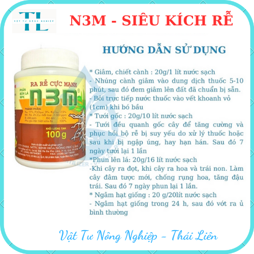 N3M Kích Thích Ra Rễ Lọ 100 GRAM - Kích Thích Ra Rễ Cực Mạnh - Phân Bón N3M - Phân Kích Rễ