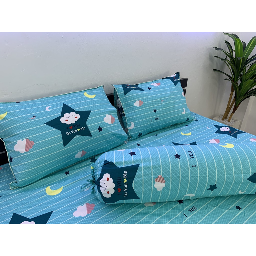 Drap Giường Ga Giường May Từ Vải Cotton Thắng Lợi Mẫu Mới Mát Mềm Mịn Đẹp Vượt Thời Gian - Mẫu Sao Xanh