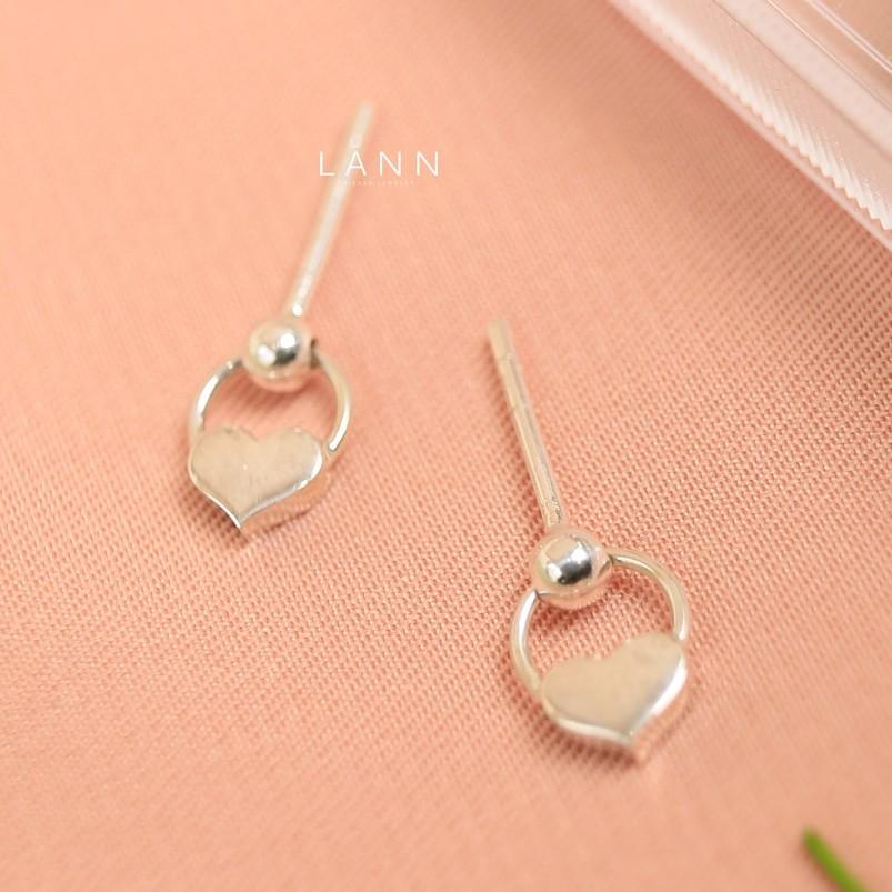Khuyên đường tròn 1 bi chạy mix tim S925 LANN