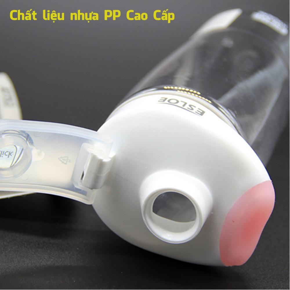 Bình Nước Nhựa ESLOE Chất Liệu Tritan Cao Cấp Tiêu Chuẩn BPA FREE Trong Suốt Có Quai Xách Dung Tích 500ml