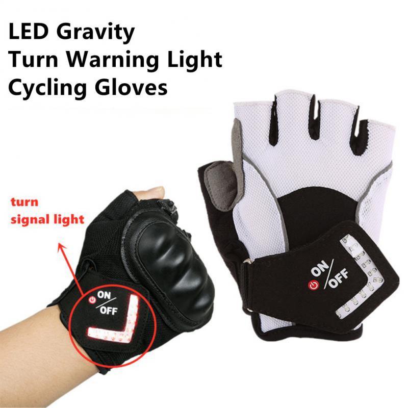 Găng Tay Xe Đạp Cảm Biến Trọng Lực Đèn Báo Rẽ Xe Đạp Găng Tay Nửa Ngón Thông Minh Tự Động Cảnh Báo Đèn Lái Găng Tay Xe Đạp Ngoài Trời Color: 1Pair White Size: XL