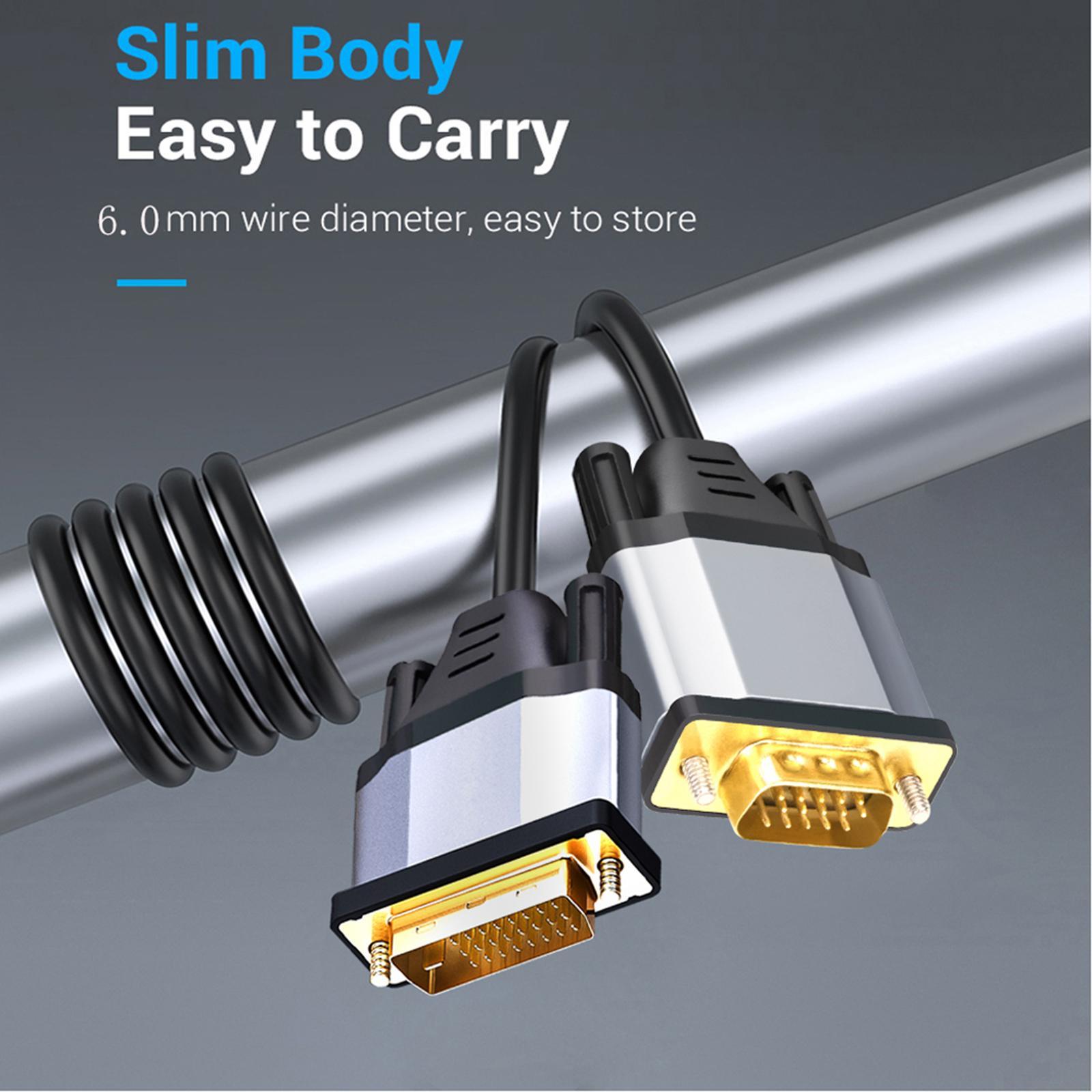 -D to VGA Adapter 1080P @60Hz Video Cable for Computer PC Monitor 1m