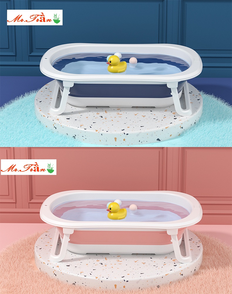 Bồn tắm gấp gọn cao cấp có kèm phao nằm cực chất cho con từ 0-7 tuổi