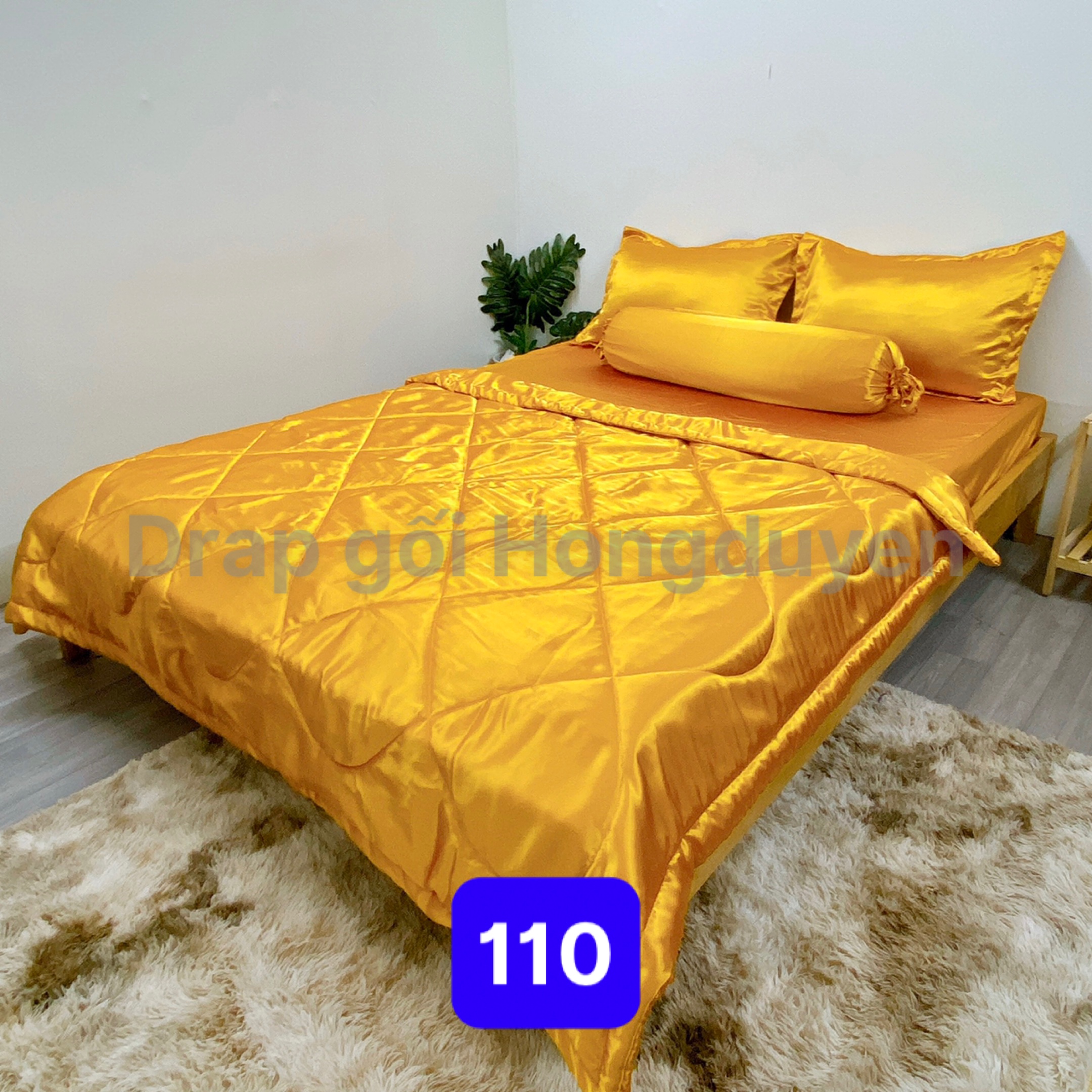 Bộ vỏ gối-ga phi bóng KO MỀN/CHĂN 1m6/1m8 trơn vàng đồng 110. Bộ drap phi bóng 1 màu. Bộ ra phi bóng. Bộ drap phi lụa. Bộ ra phi lụa. Bộ ga phi lụa. Ga giường - drap giường - grap giường - ra giường.