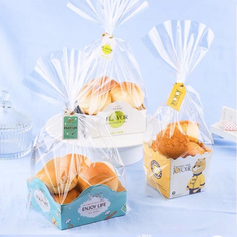 Set 50 Túi Đựng Bánh Cookie Size Lớn Kèm Đế Giấy Và Dây Buộc