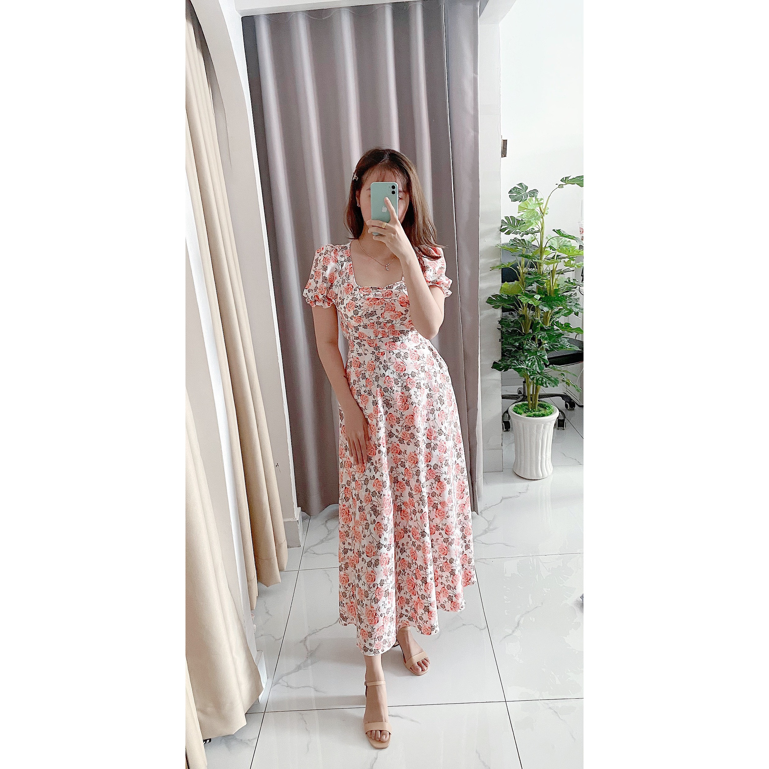 Váy đầm nữ đi chơi dáng dài, váy maxi co mút ngực va túi, chất lụa mát không nhăng V010