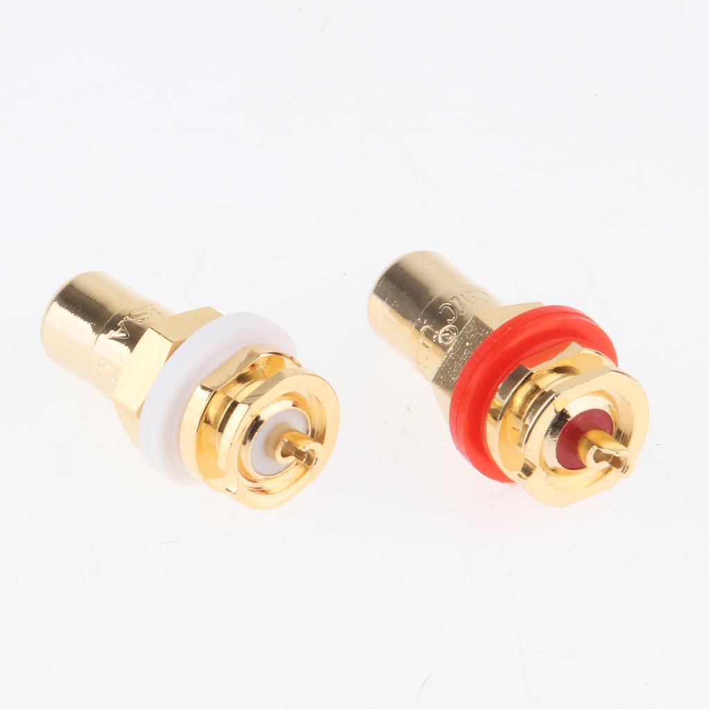 Pair RCA Female Socket Connector Chassis Panel Mount Adapter RCA Plug