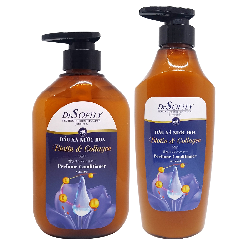 Dầu xả nước hoa Biotin &amp; Collagen DrSoftly - Perfume Conditioner 500ml (dưỡng tóc mềm mượt, kích thích mọc tóc)