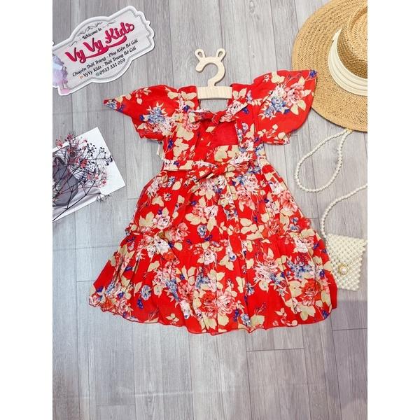 Đầm bé gái, váy bé gái hoa cột nơ lưng thời trang VyVy Kids Fashion
