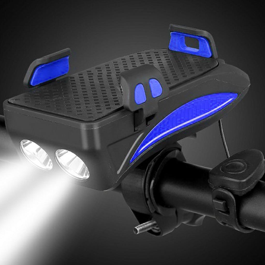 4-in-1 Bike Headlight Horn Hooter Bell Cycles Phone Holder Bracket