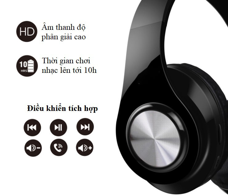 Tai Nghe Chụp Tai HZ10 Công Nghệ Bluetooth Với 3 Chế Độ Nghe, Thiết Kế Gấp Gọn Siêu Tiện Lợi