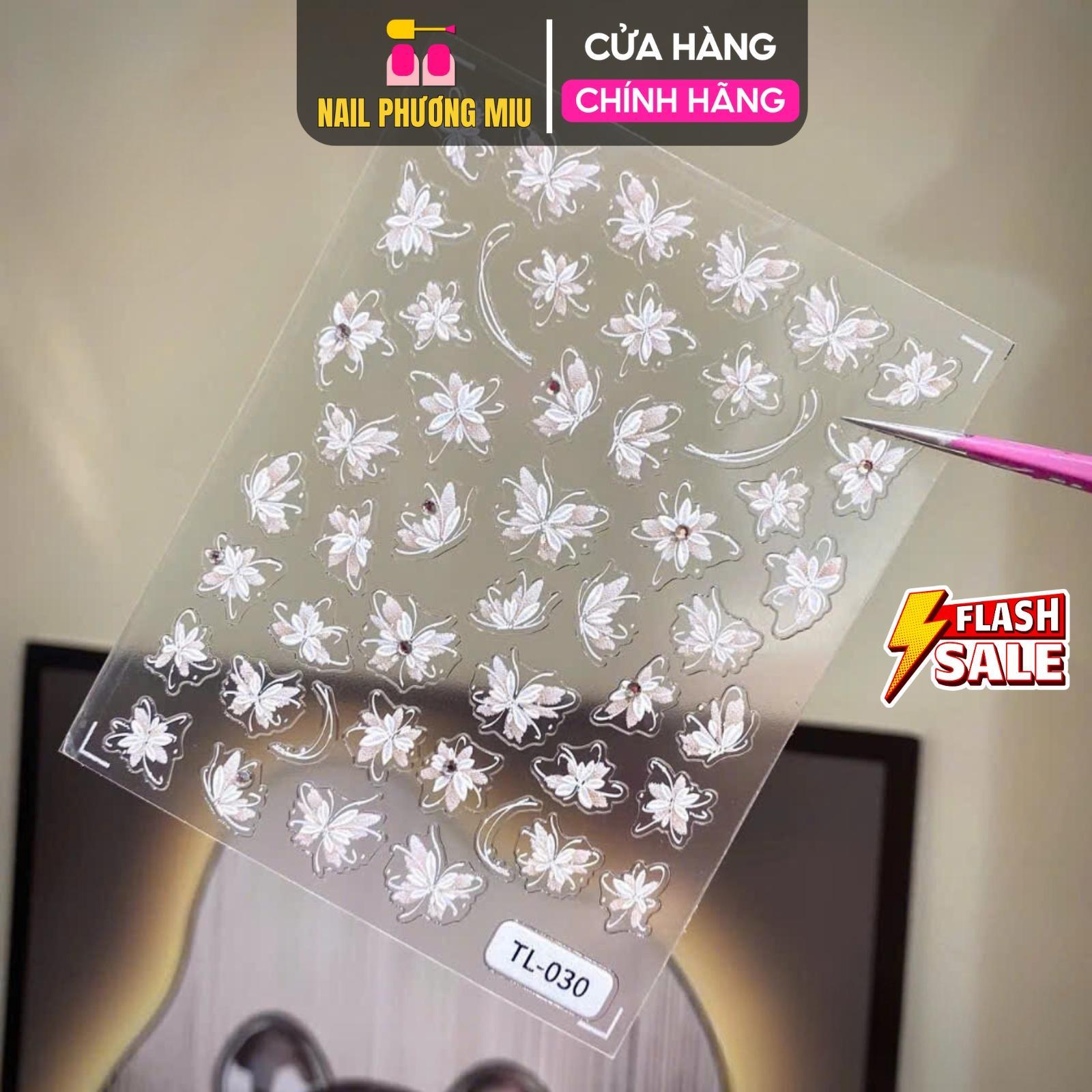 Sticker 5D Hình Bướm Hoa Nổi TL030 Hình Dán Móng Lụa Nổi Đính Đá Hàn Quốc Làm Nail Mẫu Mới Nữ Women