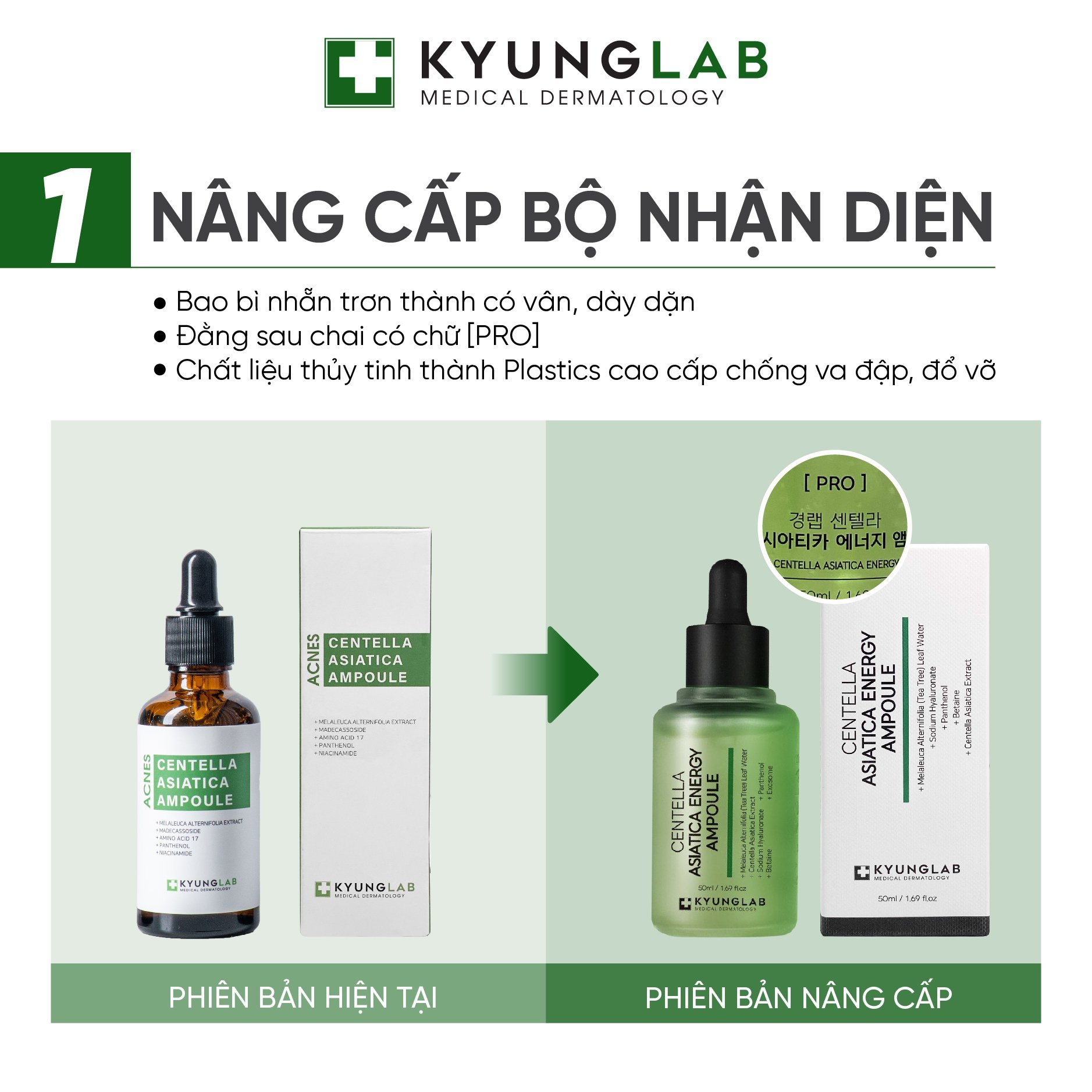 Serum hỗ trợ giảm mụn ngừa mụn Kyunglab acnes centella asiatica ampoule 50ml chính hãng