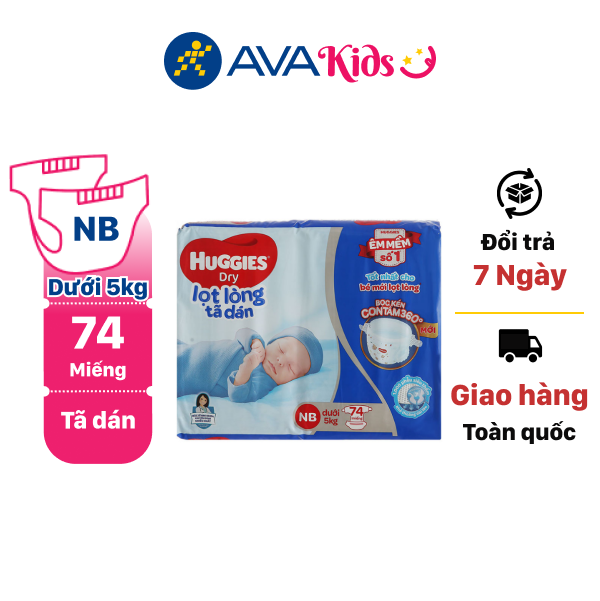 Tã dán sơ sinh Huggies size NB 74 miếng (dưới 5kg)