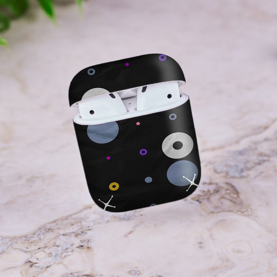 Miếng dán skin chống bẩn cho tai nghe AirPods in hình thiết kế - atk027 (bản không dây 1 và 2)