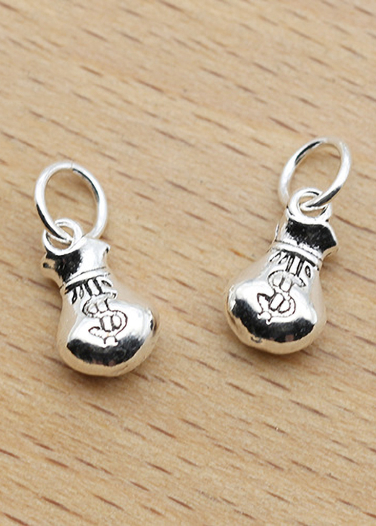 Combo 2 cái charm bạc hình túi tiền treo - Ngọc Quý Gemstones