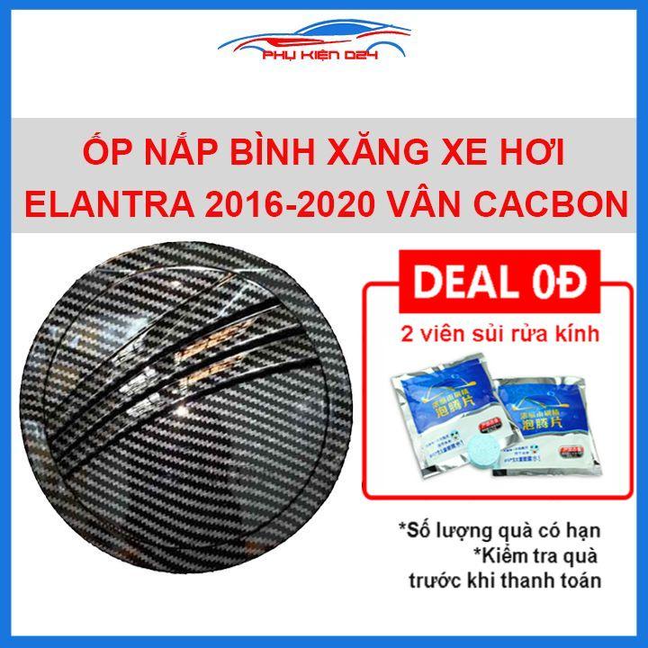 Ốp nắp bình xăng Elantra 2016-2017-2018-2019-2020 vân cacbon chống trầy trang trí ô tô