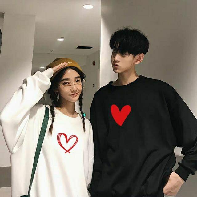 Áo đôi thu đông thời trang hình trái tim
