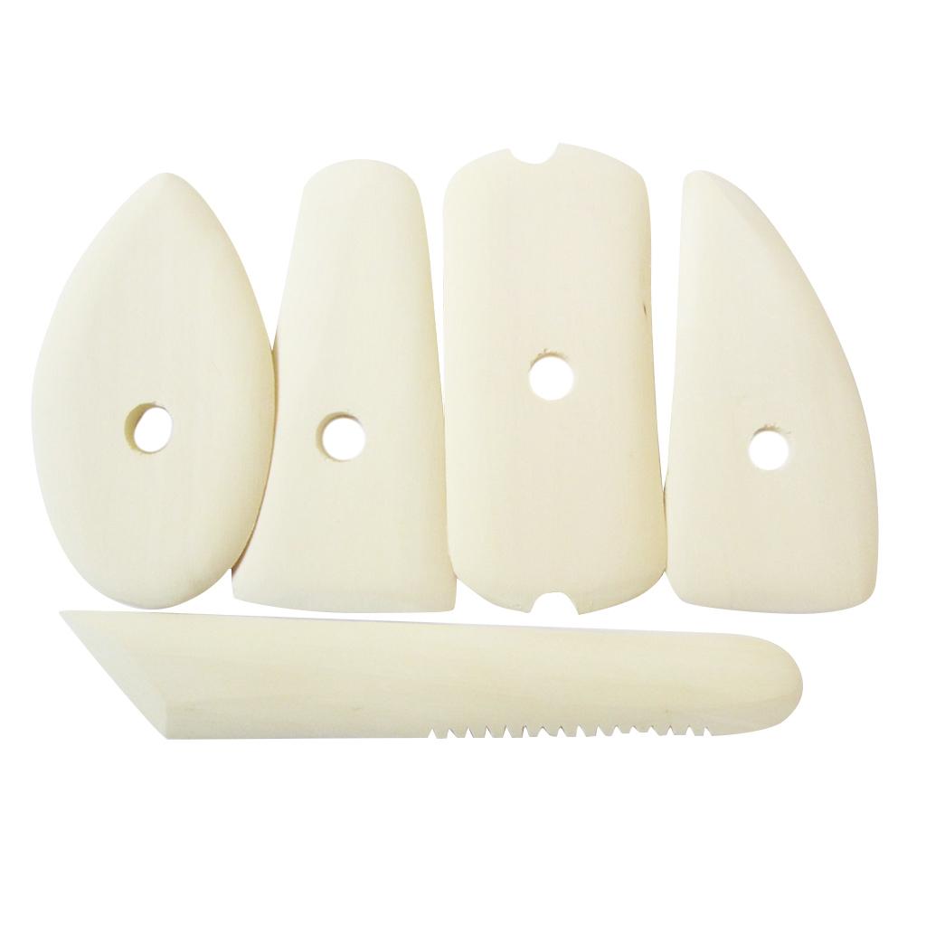 5pcs Wooden Pottery Ceramic Clay Sculpting Wax Carving Tools Modeling Kits