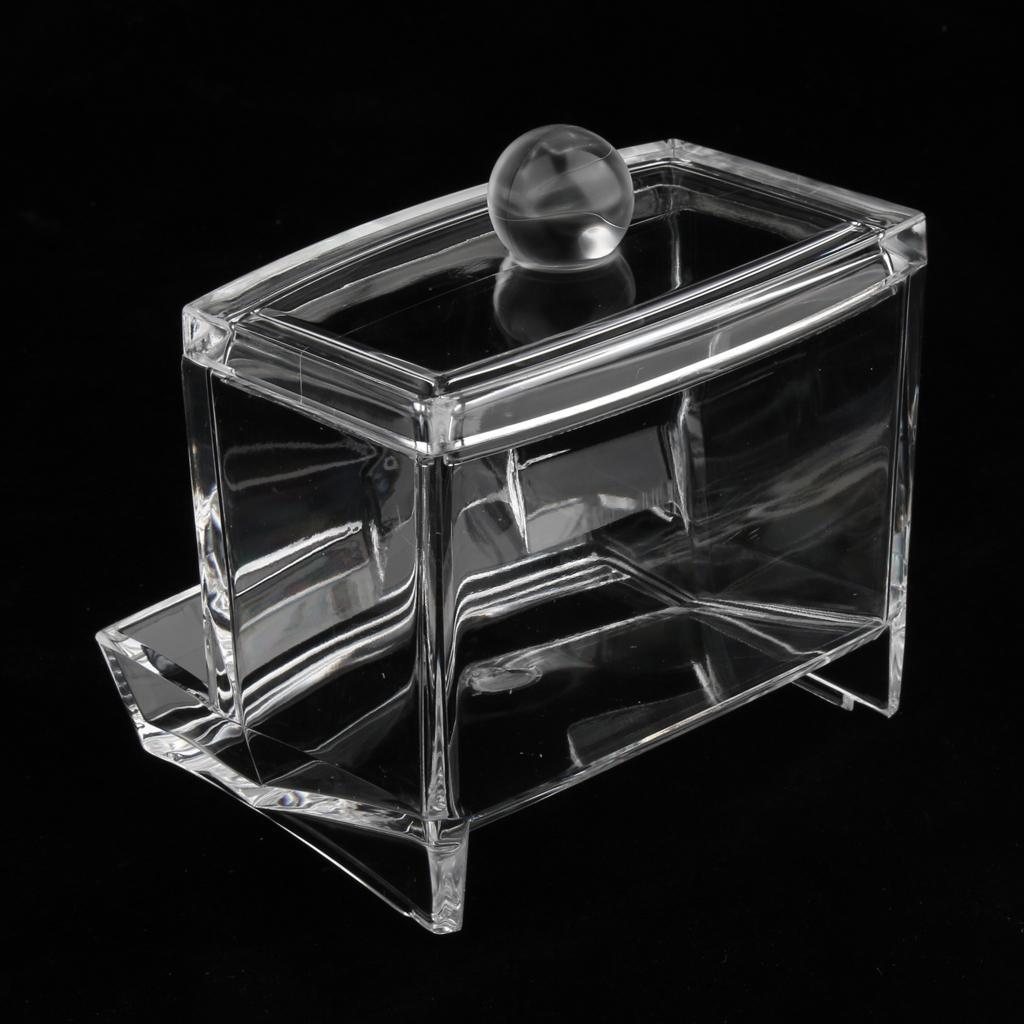 Clear Cotton Ball and Swab Holder Organizer Storage Box- Premium Quality Acrylic Round Container Makeup Pads Swab Holder Case