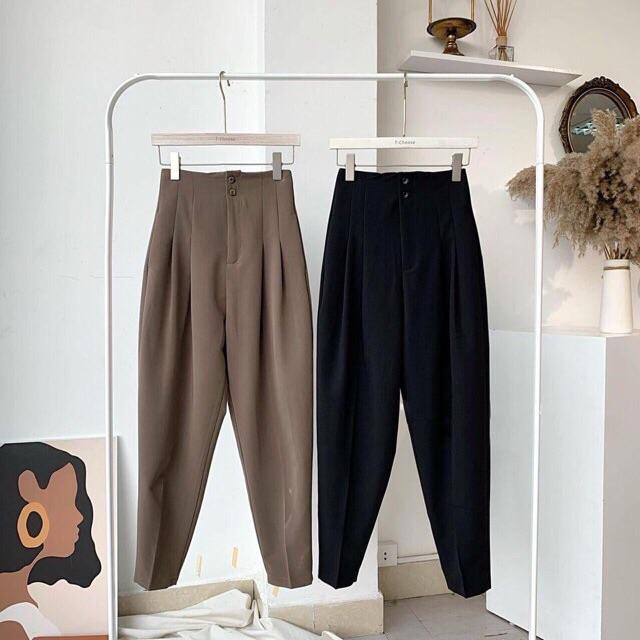 Quần baggy cạp liền 2 khuy COC22, quần tây cạp cao học sinh, công sở cho nữ