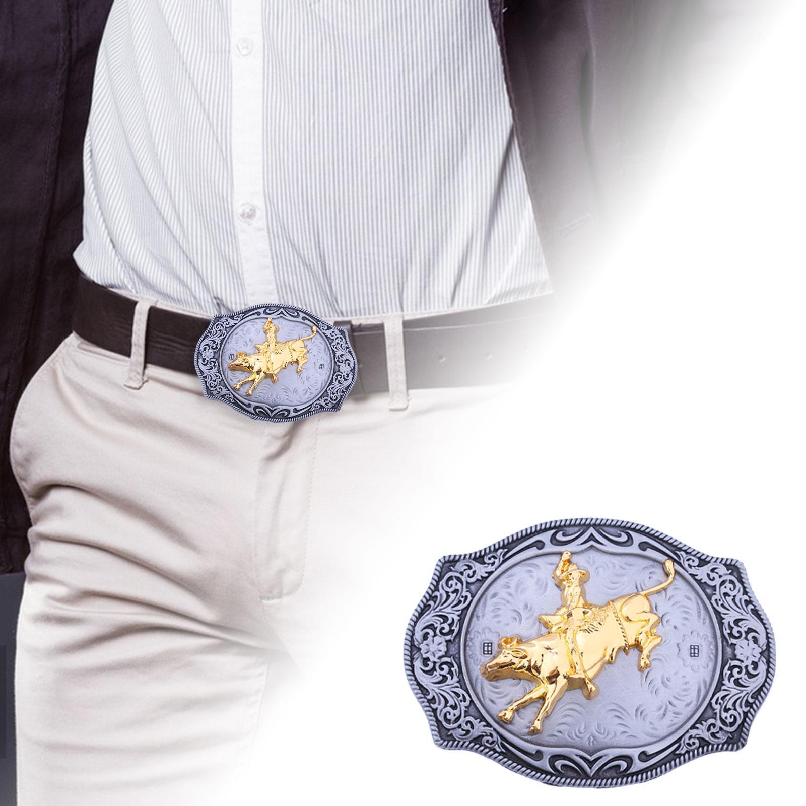 Western Cowboy Belt Buckle for Belts, Engraved Pattern Buckle, Alloy Durable Buckle