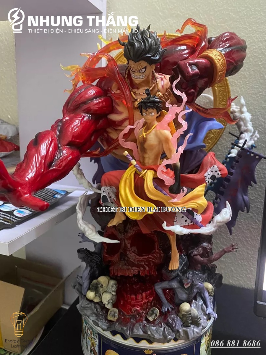 Mô Hình One Piece Monkey D Luffy Gear 4 Cao Cấp OP-001 - Có Đèn LED - Chiến Đấu Thần Fudo Kaido - 2 Đầu Thế - CÓ VIDEO