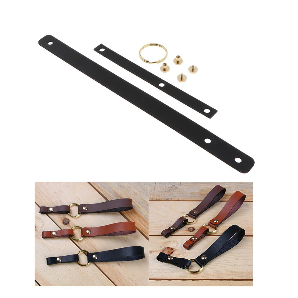 2-4pack DIY Leather Craft Making Kit Key Chain Rope Leather Material Black