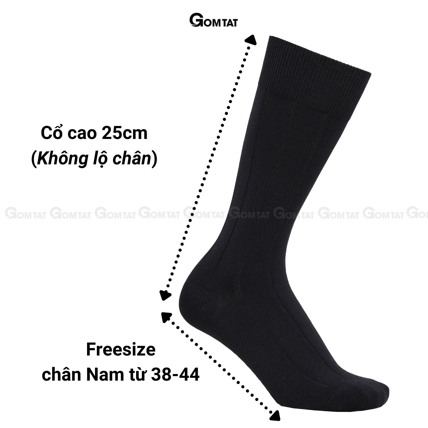 Tất nam công sở cổ cao 25cm, vớ nam đi giày tây họa tiết gân chìm chất liệu cao cấp mềm mại thoáng mát - GOM-MIX09-1DOI