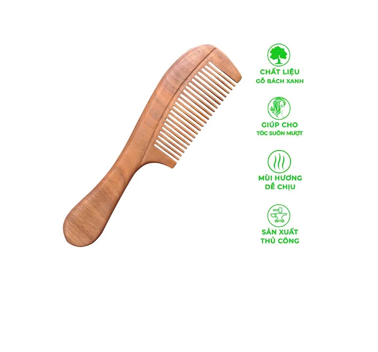 Lược gỗ Hương chuôi trơn lượn Kiểu dáng đẹp, Size: XL- 19,5 cm- mùi thơm dễ chịu, chải tóc suôn và mềm mại