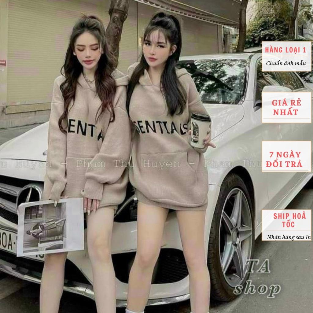 Áo len nữ kèm mũ dáng dài trùm mông siêu hot