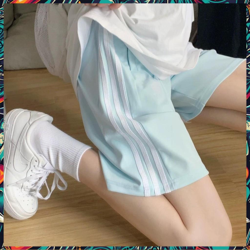 Quần Shorts Lửng Kẻ 3 Sọc Quần Ulzzang Ống Rộng Quần Đùi Sọc