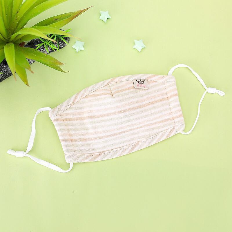 Khẩu trang 100% cotton hữu cơ tự nhiên không tẩy nhuộm hóa chất an toàn cho bé 0-6Y