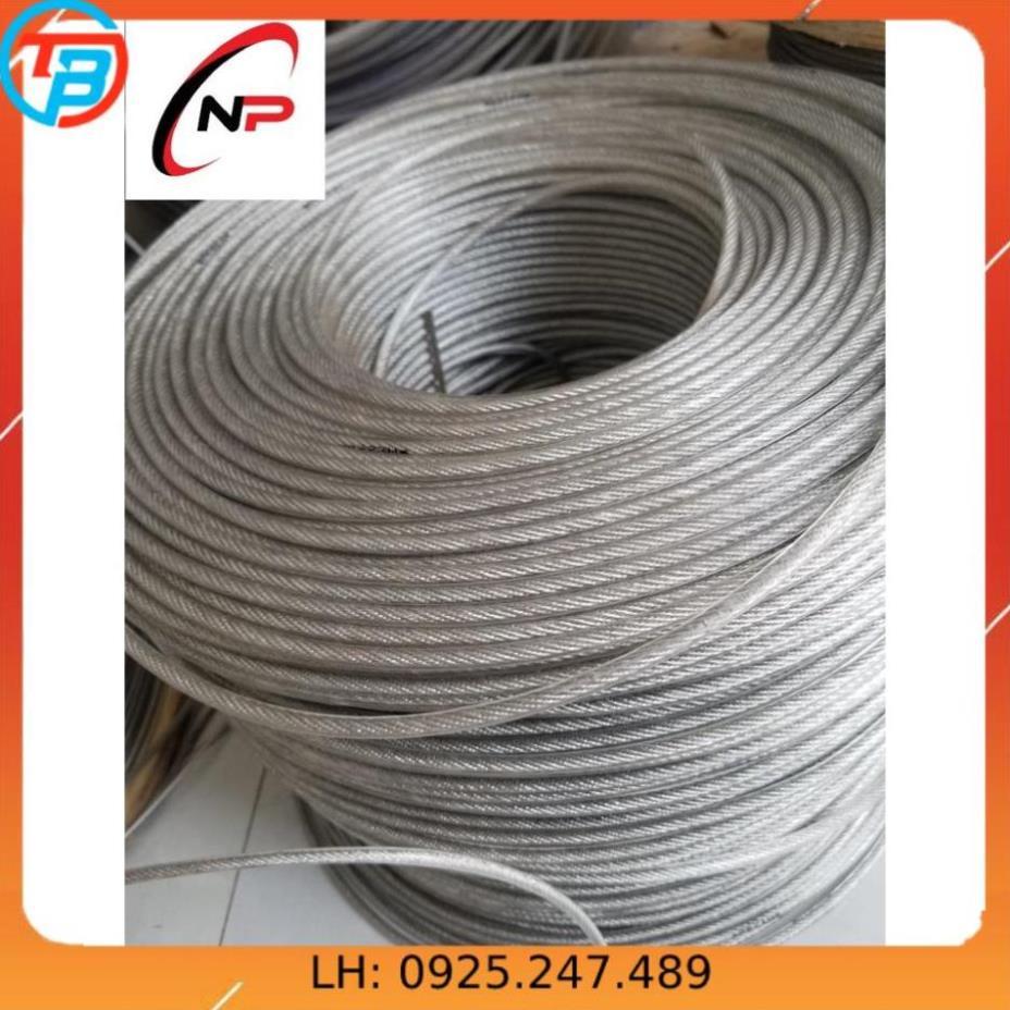 Combo 10 Mét Cáp Bọc nhựa 5mm kèm 1 tăng đơ,2 ốc siết cáp,2 khoen +tắc kê gắn tường.Làm dây phơi quần áo chống hoen rỉ..
