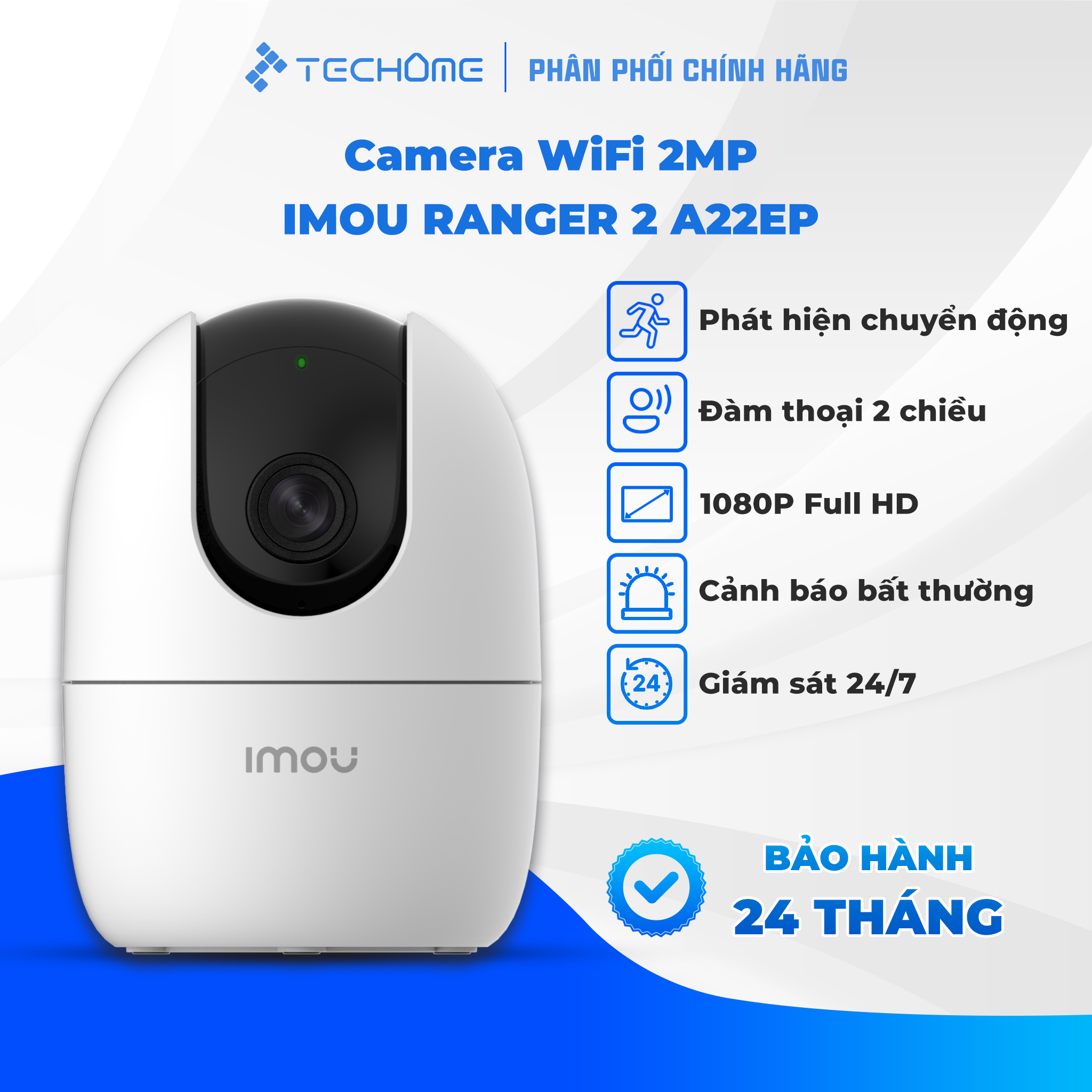 Camera Wifi 2MP IMOU RANGER 2 A22EP đàm thoại hai chiều, báo động bất thường - Hàng chính hãng