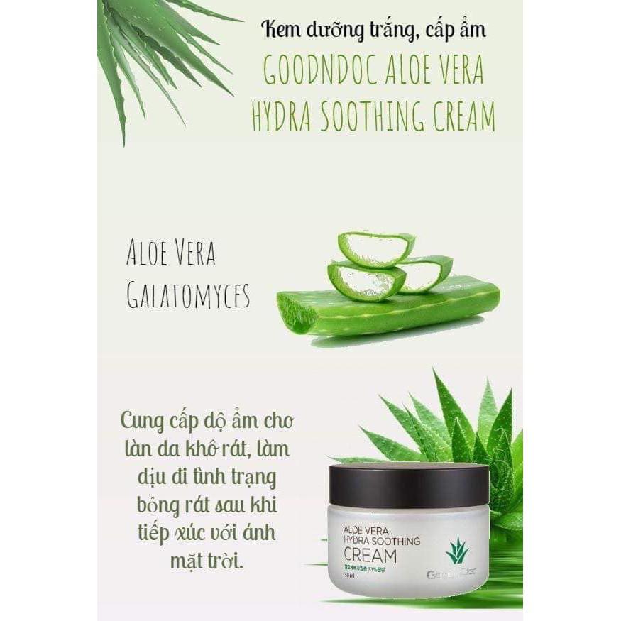 Kem Lô Hội Kem Dưỡng Cấp Ẩm Trắng Sáng Tái Tạo Da Chống Lão Hóa GoodnDoc Aloe Vera Hydra Soothing Cream