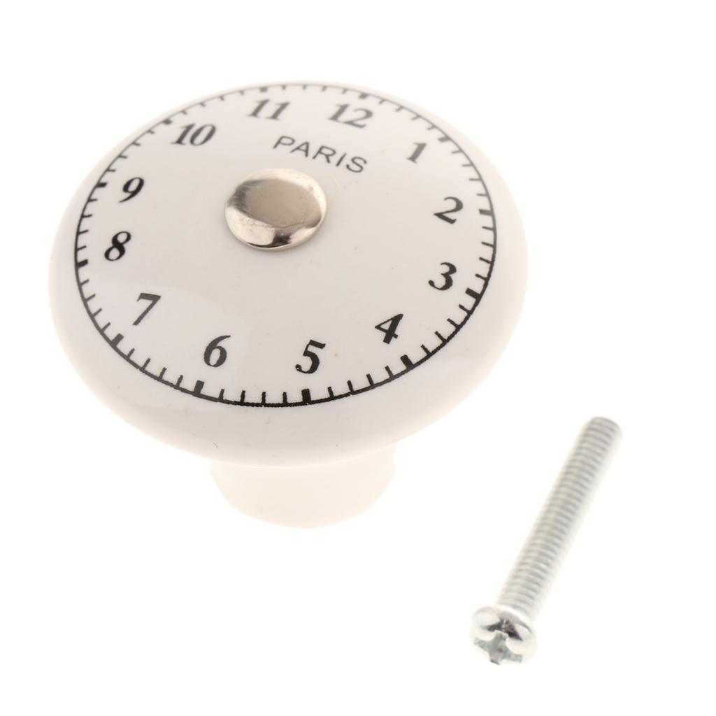 2 Pieces Round Black and White Ceramic Cabinet Knobs for Home Furniture