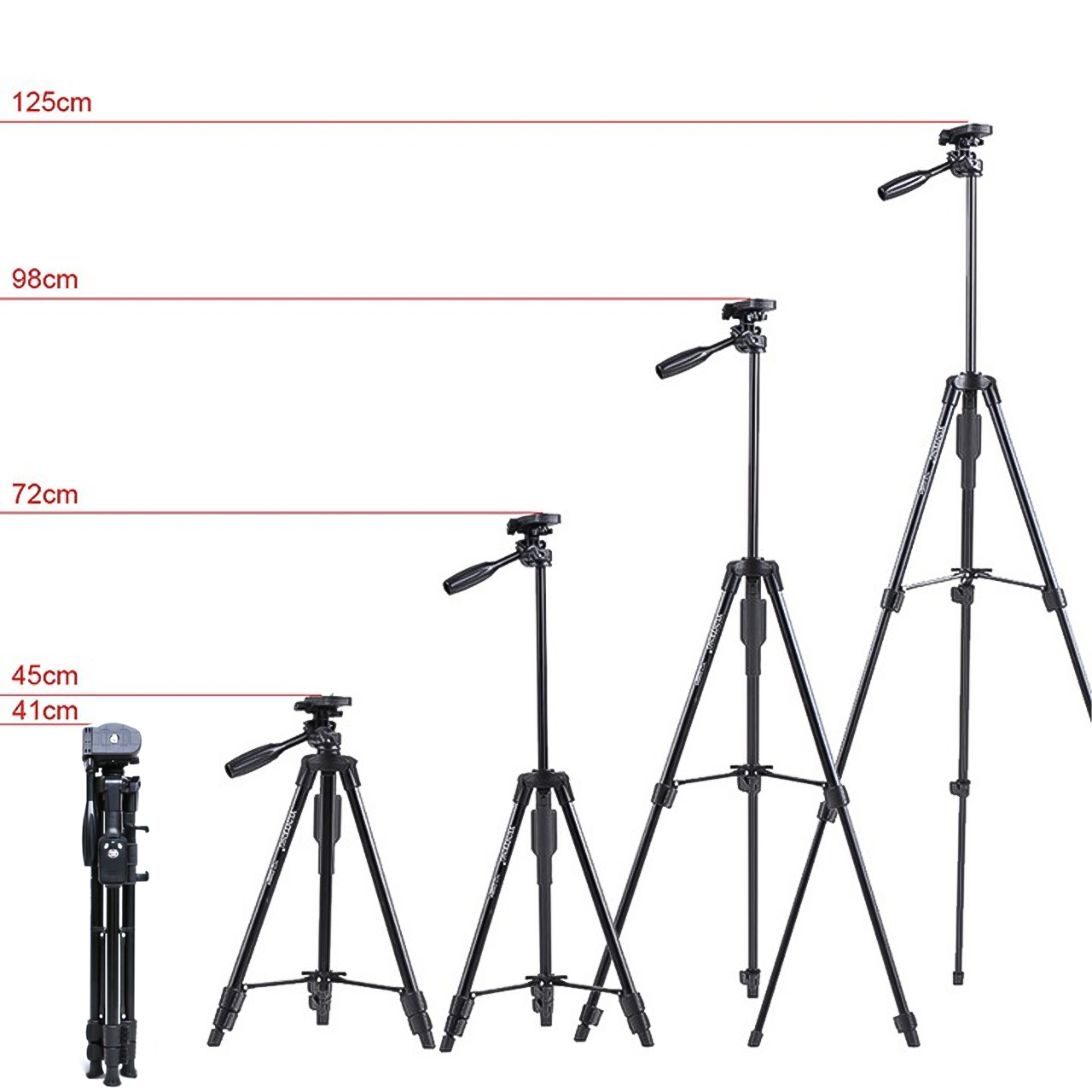 Tripod 3 chân Vinetteam YT VCT 5208 dùng để livestream tặng giá đỡ kẹp điện thoại, remote có túi đựng - hàng chính hãng