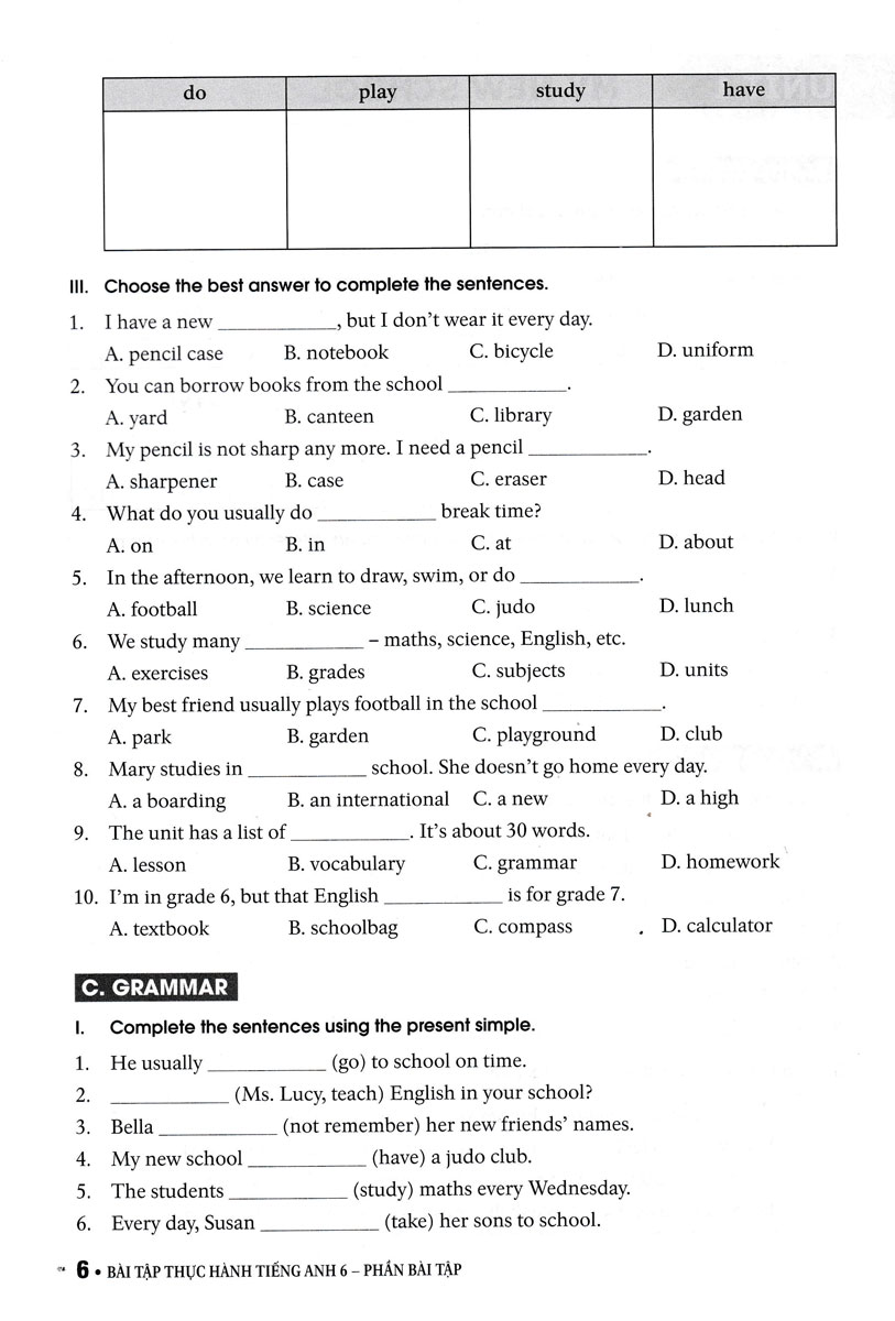 Bài Tập Thực Hành Tiếng Anh 6  - Dùng Kèm SGK TA 6 GLOBAL SUCCESS  - ZEN