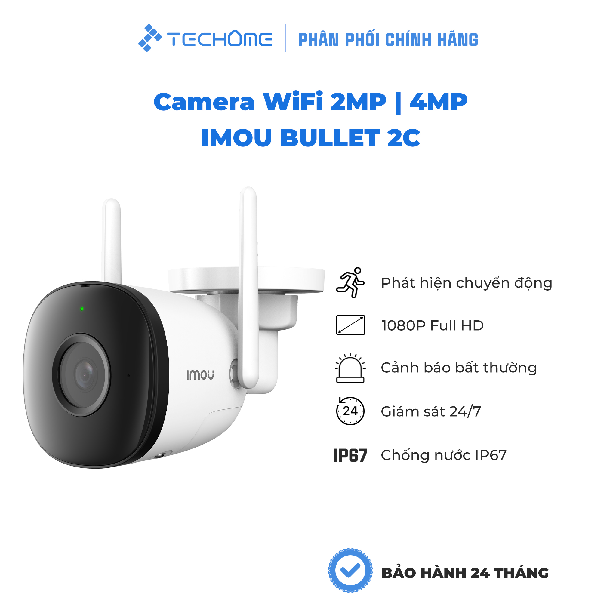 Camera IP ngoài trời IMOU BULLET 2C F22P F42P Full HD Wifi Hotspot, chống nước - Hàng chính hãng