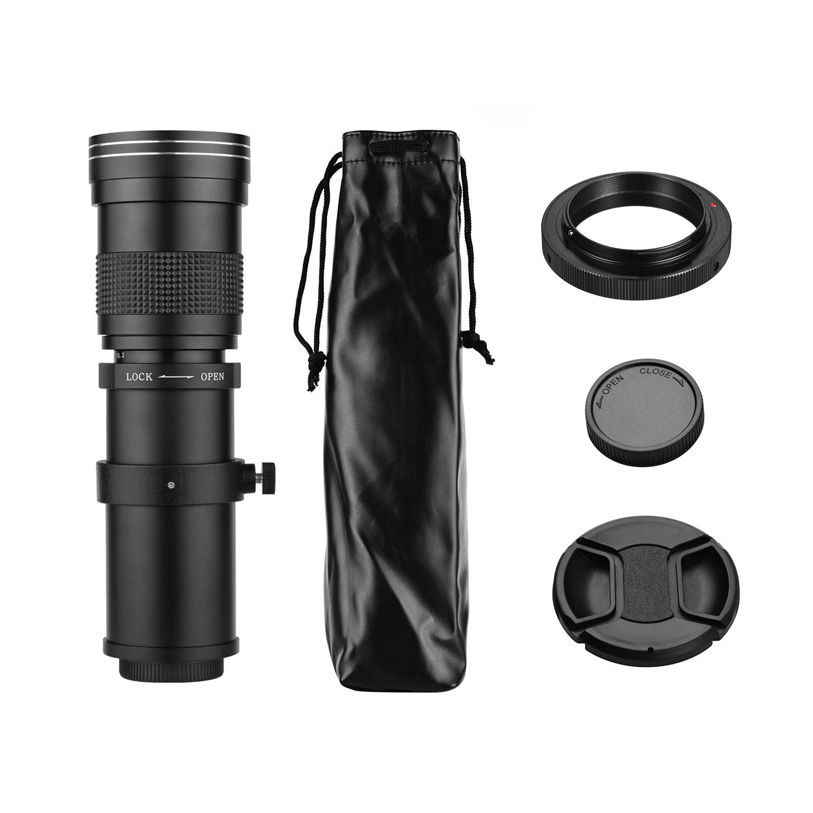 Camera MF Super Telephoto Zoom Lens F/8.3-16 420-800mm T2 Mount with AI-mount Adapter Ring 1/4 Thread for Nikon