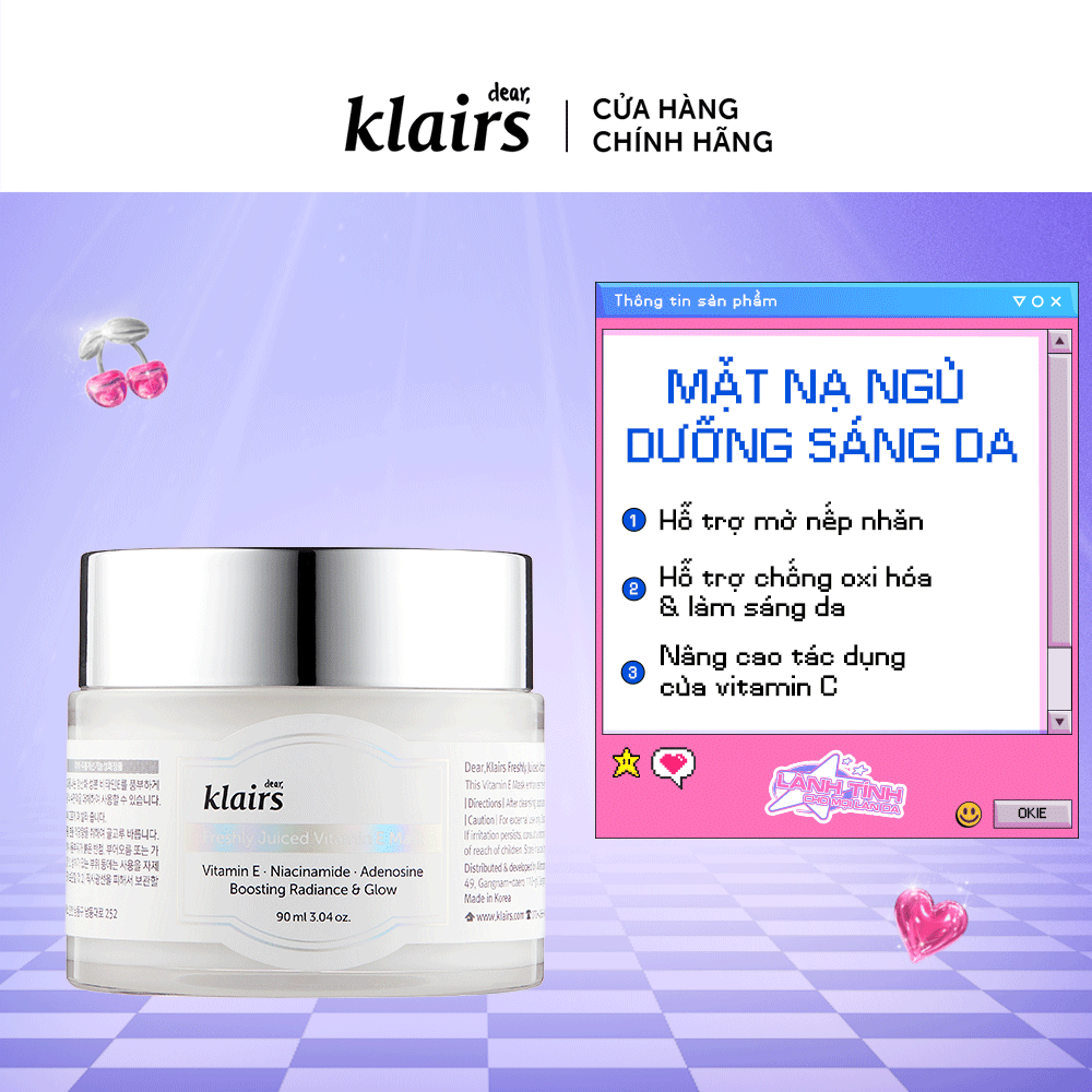 Mặt nạ ngủ dưỡng da Dear, Klairs Freshly Juiced Vitamin E Mask 90ml